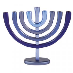 Anodized Aluminum Classic Arch Hanukkah Menorah, Shades of Blue - Yair Emanuel