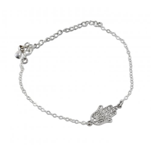 925 Sterling Silver Bracelet with Hamsa Hand Ornament - AJDesign