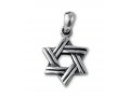 925 Sterling Silver Pendant Necklace, Star of David with Cut Line Design