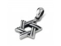 925 Sterling Silver Pendant Necklace, Star of David with Cut Line Design