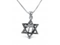 925 Sterling Silver Pendant Necklace, Star of David with Hebrew Chai Letters