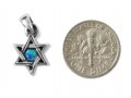 925 Sterling Silver Pendant Necklace, Star of David with Small Cultured Opal