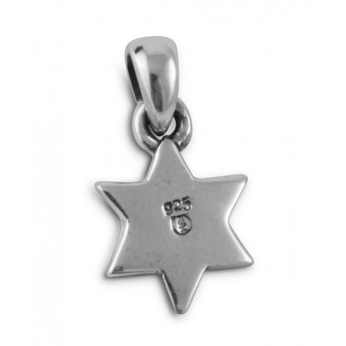 925 Sterling Silver Pendant Necklace, Star of David with Small Cultured Opal