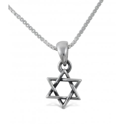 925 Sterling Silver Star of David Pendant Necklace - Small