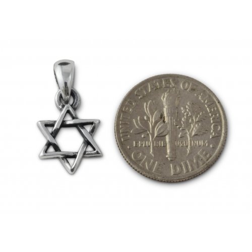 925 Sterling Silver Star of David Pendant Necklace - Small