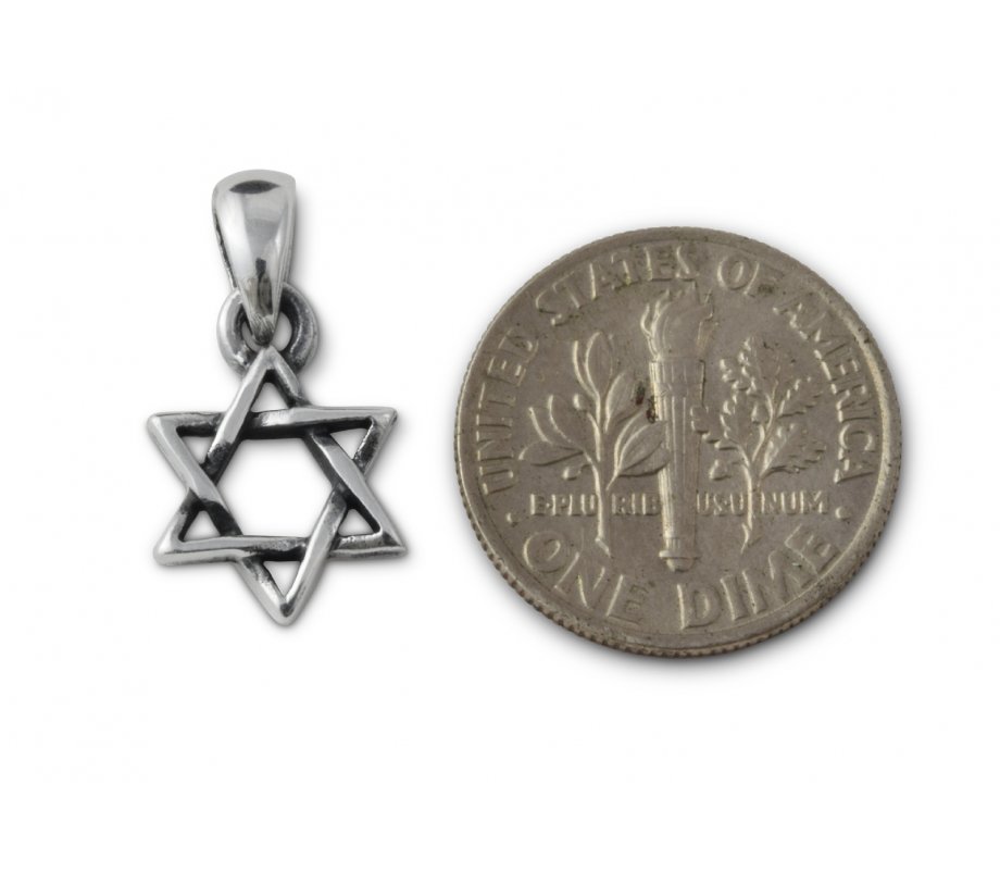 925 Sterling Silver Star of David Pendant Necklace - Small
