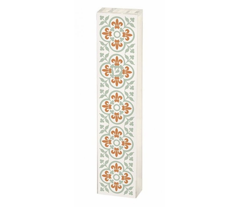 Acrylic Mezuzah Case, Lively Hamsa Design - Fleur de Lys Dorit Judaica