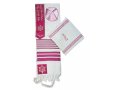 Acrylic Prayer Shawl Set, Pink Stripes with Star of David and Menorah Motif - Ateret