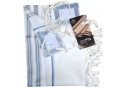 Acrylic Tallit Prayer Shawl with Light Blue and Silver Stripes  Noam