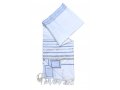 Acrylic Tallit Prayer Shawl with Light Blue and Silver Stripes  Noam