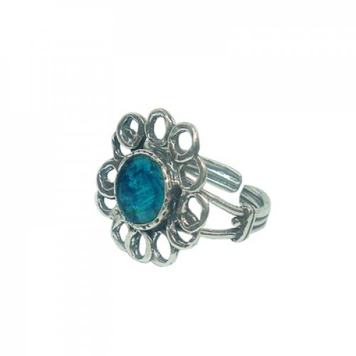 Adjustable Ring with Roman Glass Flower
