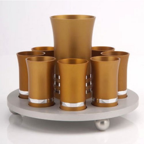 Agayof Kiddush Cup Set - Gold Color