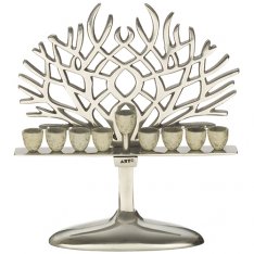 Aluminum Chanukah Menorah With Branches and Matching Cups