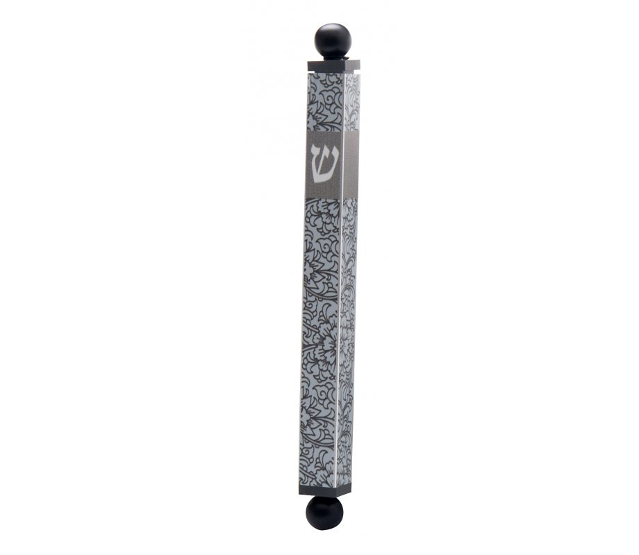 Aluminum Mezuzah Case Flowers Design - Dorit Judaica