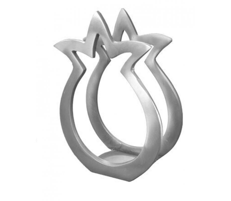 Aluminum Napkin Serviette Holder, Pomegranate Shape, Silver by Yair Emanuel