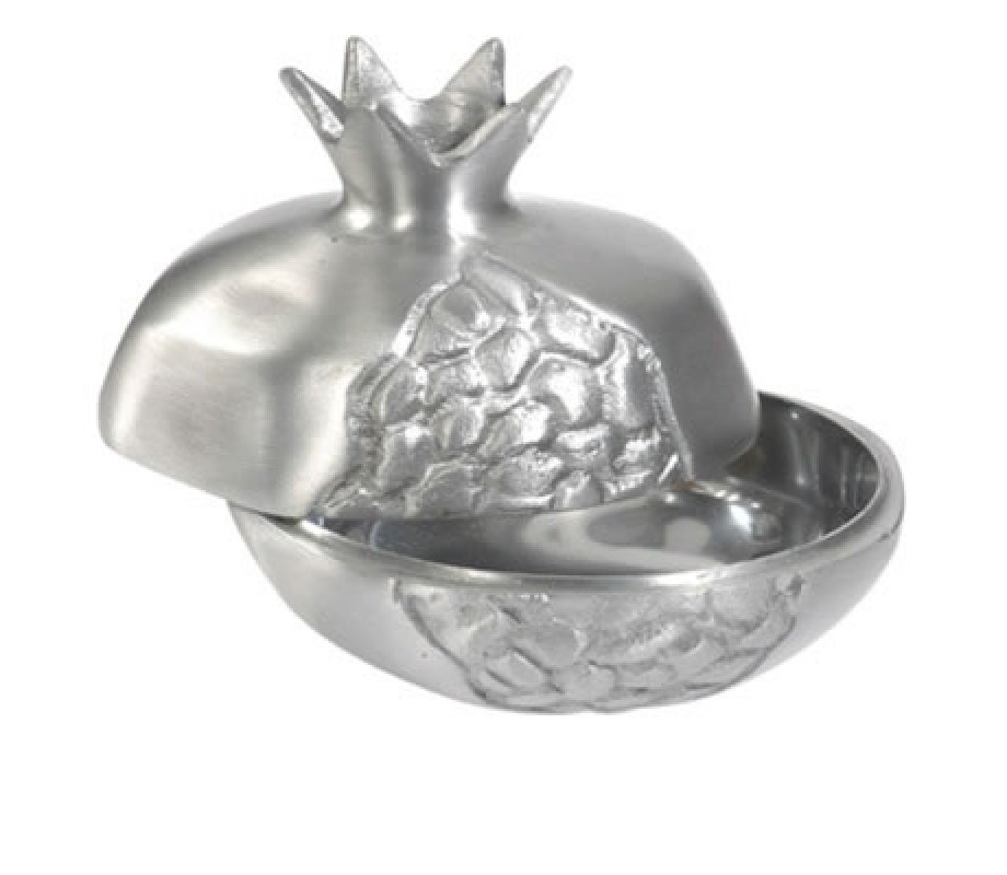 Aluminum Pomegranate Shaped Honey Dish, Silver - Yair Emanuel