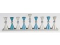 Anodized Aluminium Hourglass Hanukkah Menorah, Choice of Colors - Agayof