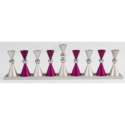 Anodized Aluminium Hourglass Hanukkah Menorah, Choice of Colors - Agayof