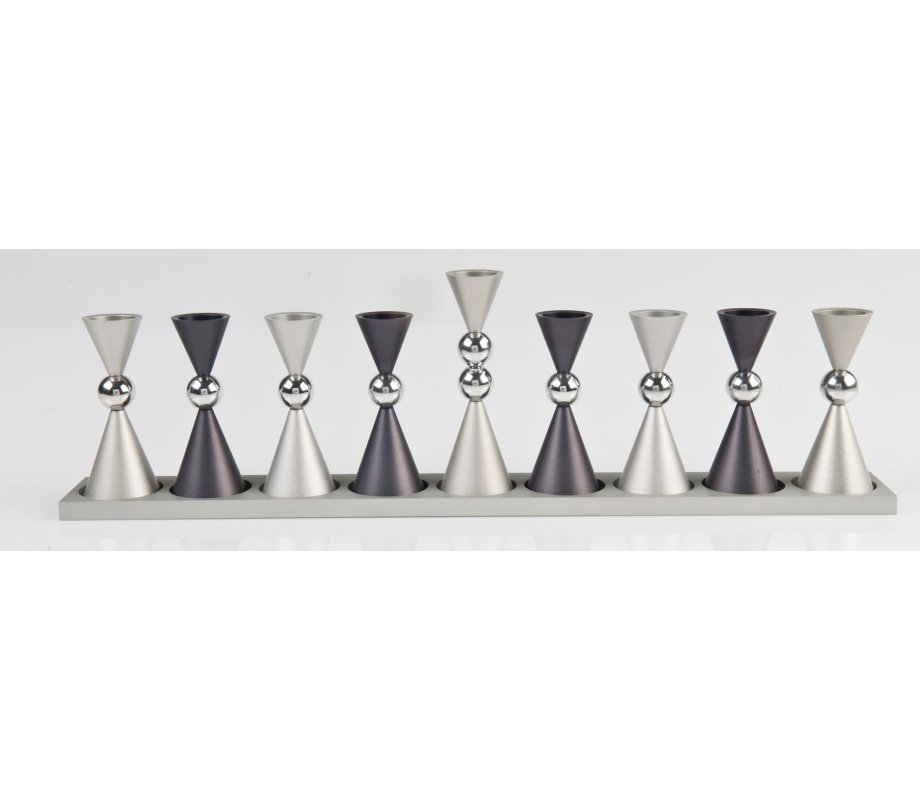 Anodized Aluminium Hourglass Hanukkah Menorah, Choice of Colors - Agayof
