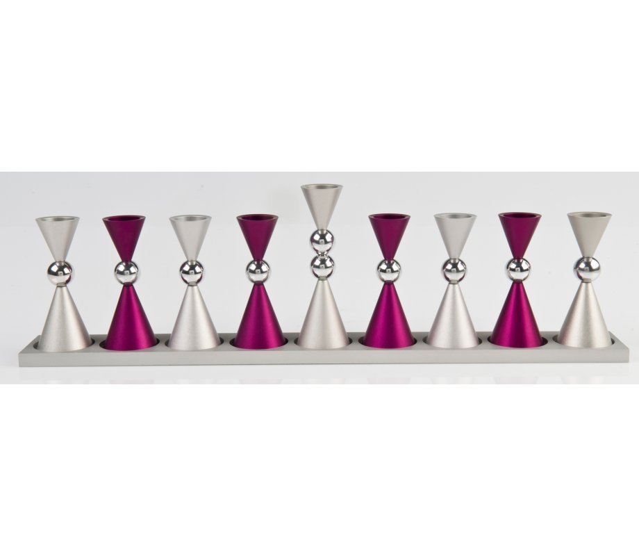 Anodized Aluminium Hourglass Hanukkah Menorah, Choice of Colors - Agayof