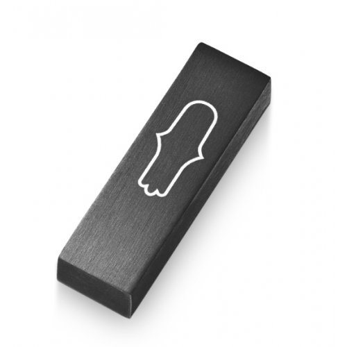 Anodized Aluminum Car Mezuzah Black, Engraved Hamsa - Adi Sidler