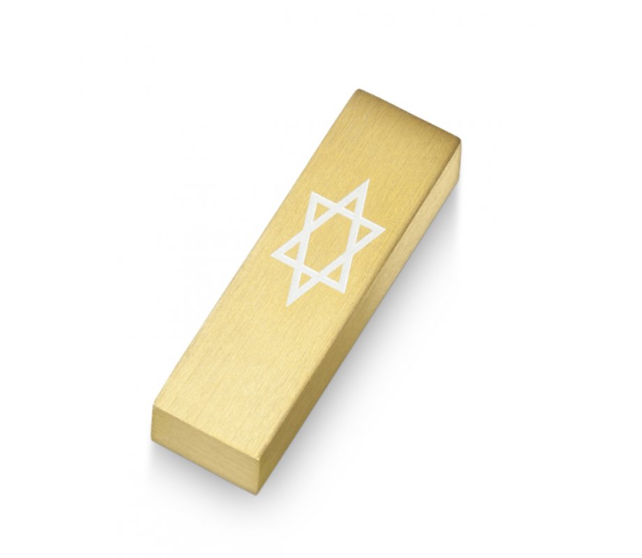 Anodized Aluminum Car Mezuzah Star of David, Gold - Adi Sidler