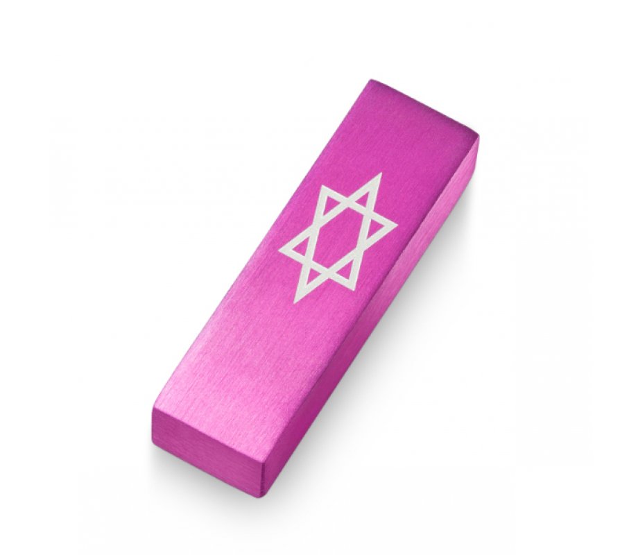 Anodized Aluminum Car Mezuzah Star of David, Pink - Adi Sidler