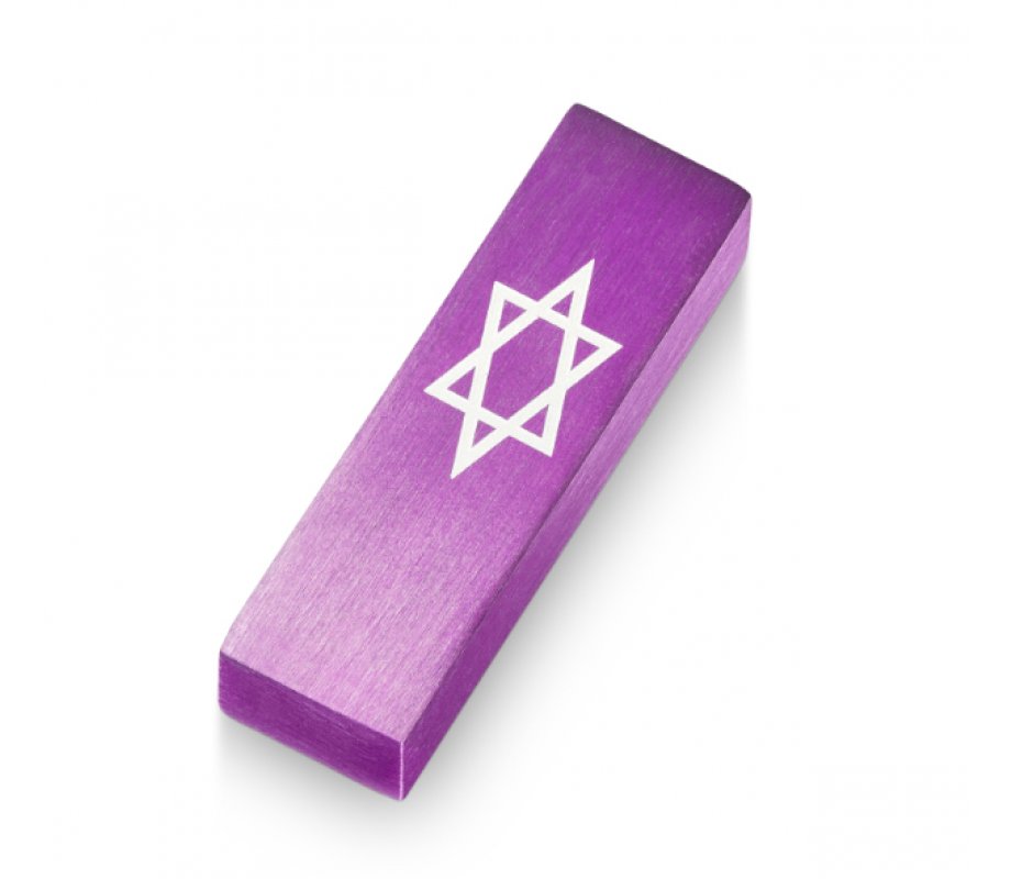 Anodized Aluminum Car Mezuzah Star of David, Purple - Adi Sidler