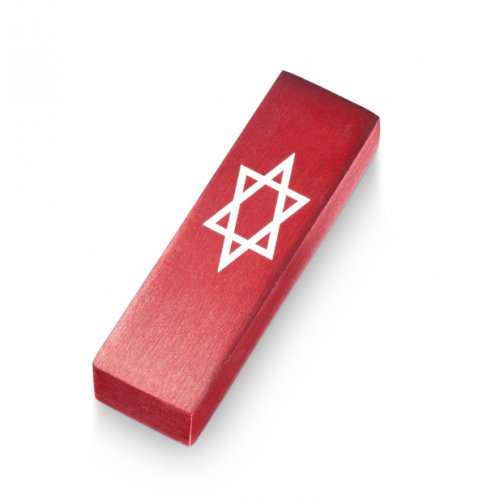 Anodized Aluminum Car Mezuzah Star of David, Red - Adi Sidler