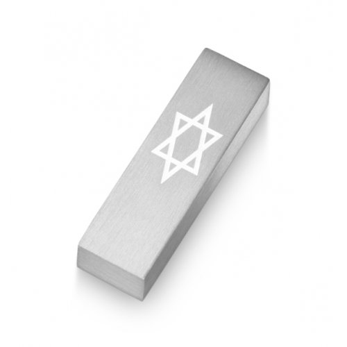 Anodized Aluminum Car Mezuzah Star of David, Silver - Adi Sidler