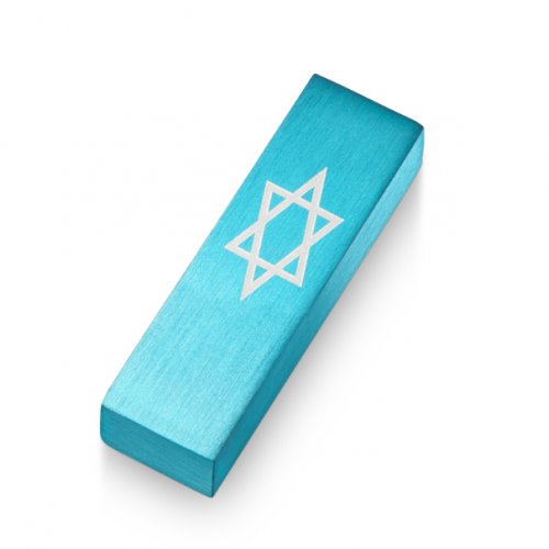 Anodized Aluminum Car Mezuzah Star of David, Turquoise - Adi Sidler