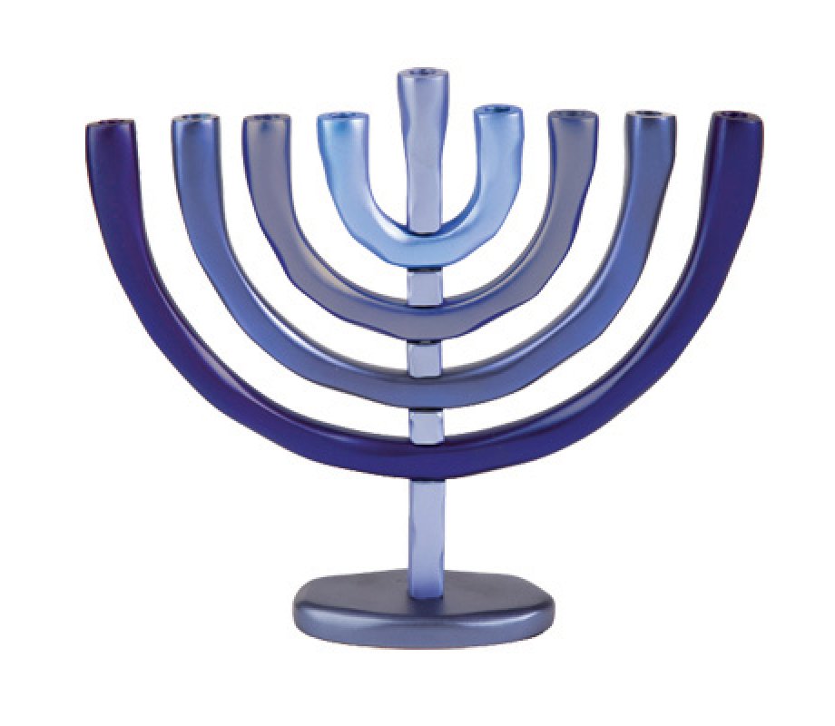 Anodized Aluminum Classic Arch Hanukkah Menorah, Shades of Blue - Yair Emanuel
