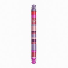 Anodized Aluminum Cylinder Mezuzah Case, Pink and Maroon Stripes -Yair Emanuel
