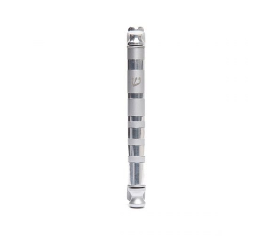 Anodized Aluminum Cylinder Mezuzah Case, Stripes in Silver - Yair Emanuel