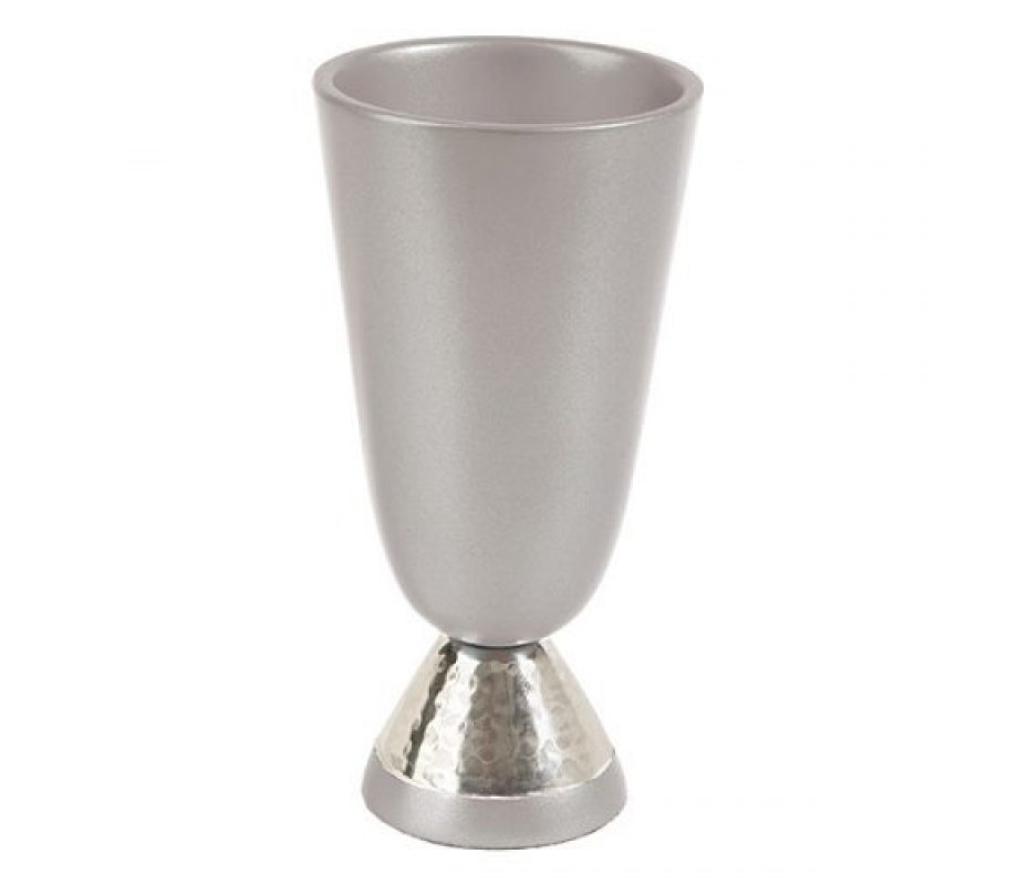 Anodized Aluminum Goblet Kiddush Cup, Silver - Yair Emanuel