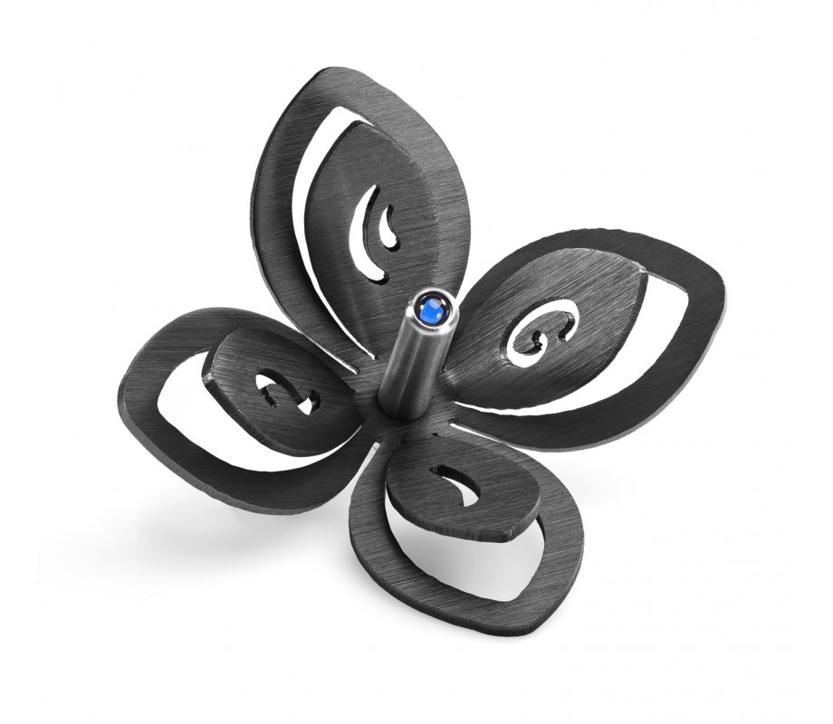 Anodized Aluminum Hanukkah Dreidel Flower Design, Black - Adi Sidler