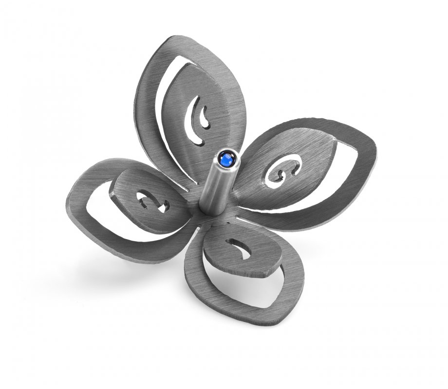Anodized Aluminum Hanukkah Dreidel Flower Design, Gray - Adi Sidler