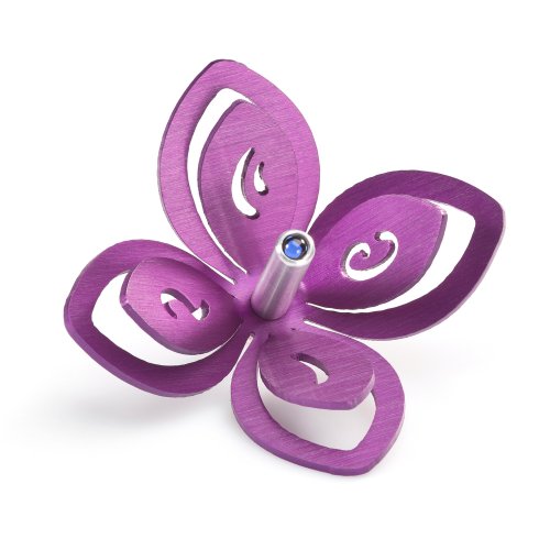 Anodized Aluminum Hanukkah Dreidel Flower Design, Purple - Adi Sidler