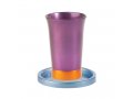 Anodized Aluminum Kiddush Cup and Saucer - Yair Emanuel