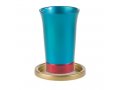 Anodized Aluminum Kiddush Cup and Saucer - Yair Emanuel