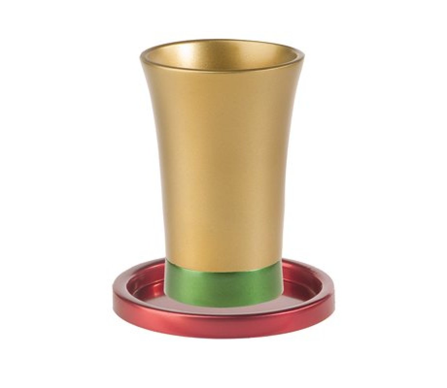Anodized Aluminum Kiddush Cup and Saucer - Yair Emanuel