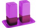 Anodized Aluminum Pillar 3-Piece Salt Pepper & Tray Set by Yair Emanuel