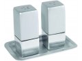 Anodized Aluminum Pillar 3-Piece Salt Pepper & Tray Set by Yair Emanuel