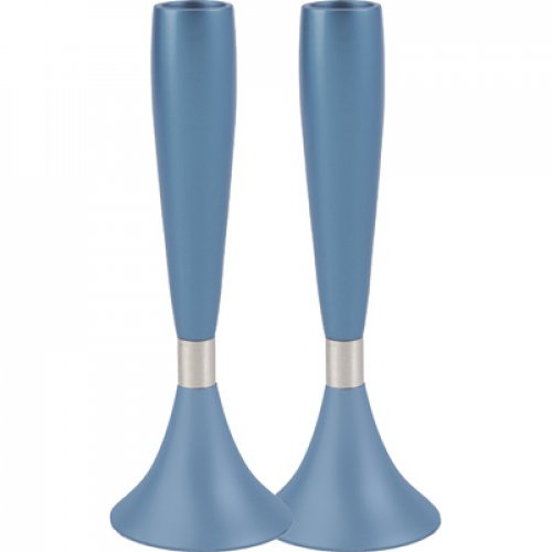 Anodized Aluminum Slender Shabbat Candlesticks by Yair Emanuel