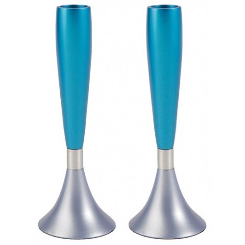 Anodized Aluminum Slender Shabbat Candlesticks by Yair Emanuel