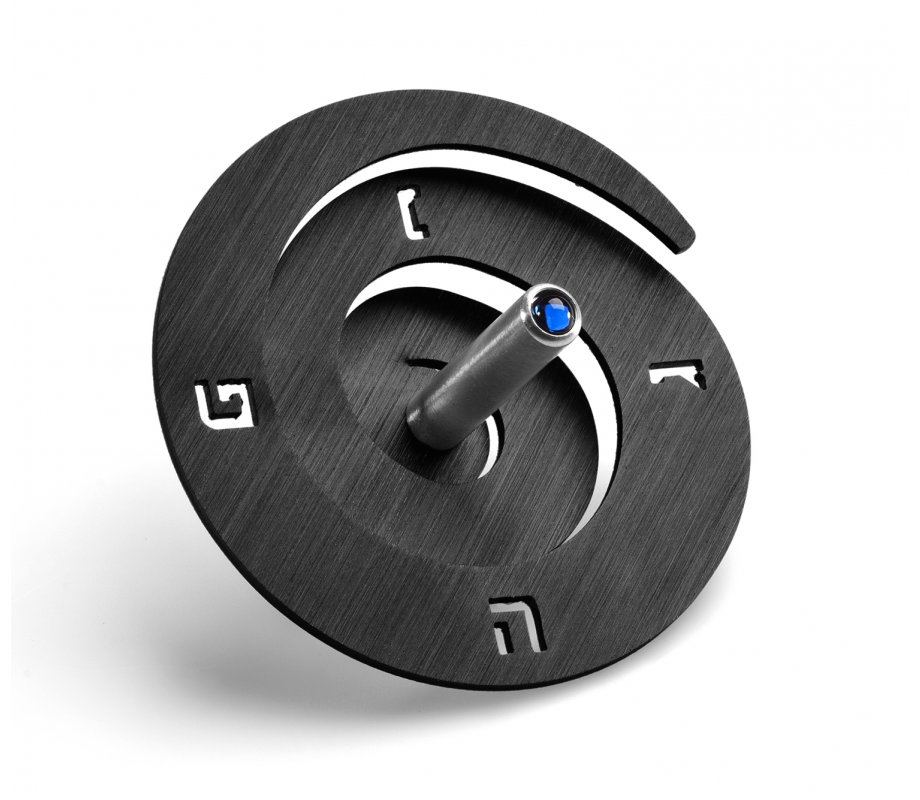Anodized Aluminum Spiral Dreidel, Black - Adi Sidler