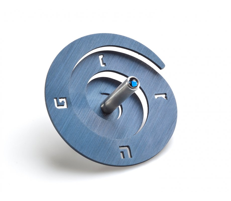 Anodized Aluminum Spiral Dreidel, Blue - Adi Sidler