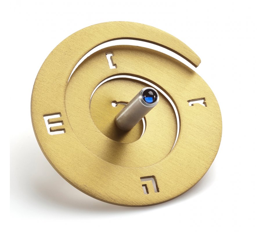 Anodized Aluminum Spiral Dreidel, Gold - Adi Sidler