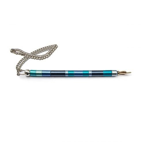 Anodized Aluminum Torah Pointer with Multiple Rings, Blue - Yair Emanuel