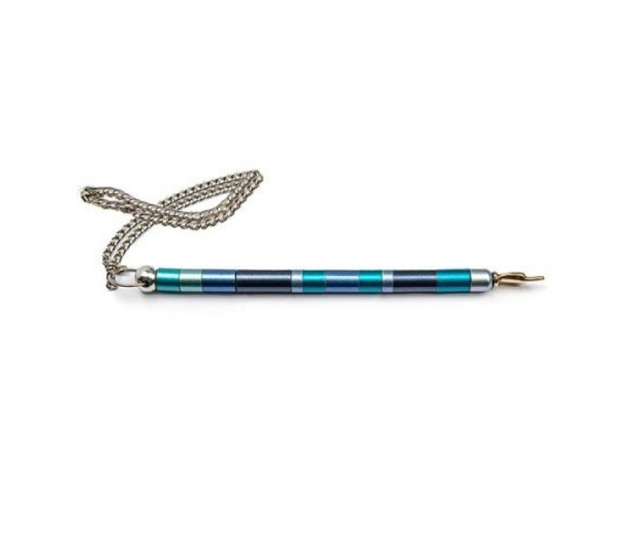 Anodized Aluminum Torah Pointer with Multiple Rings, Blue - Yair Emanuel